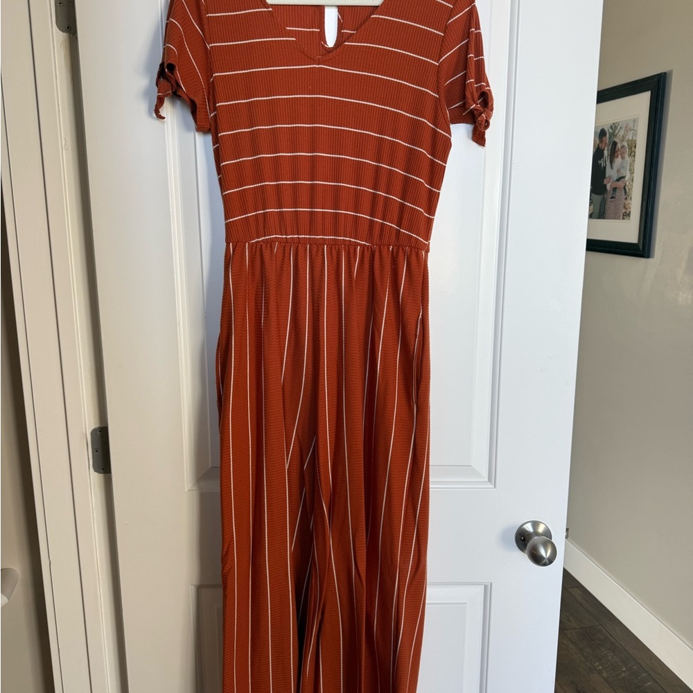Maje Rust Striped Jumpsuit